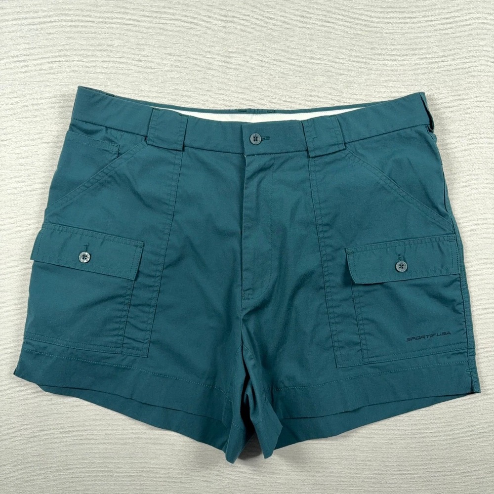 Vintage Sportif USA Original Stretch Cargo Shorts Mens Size 38 MEASURES 36 Teal